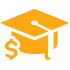 Graduation cap and dollar sign icon.